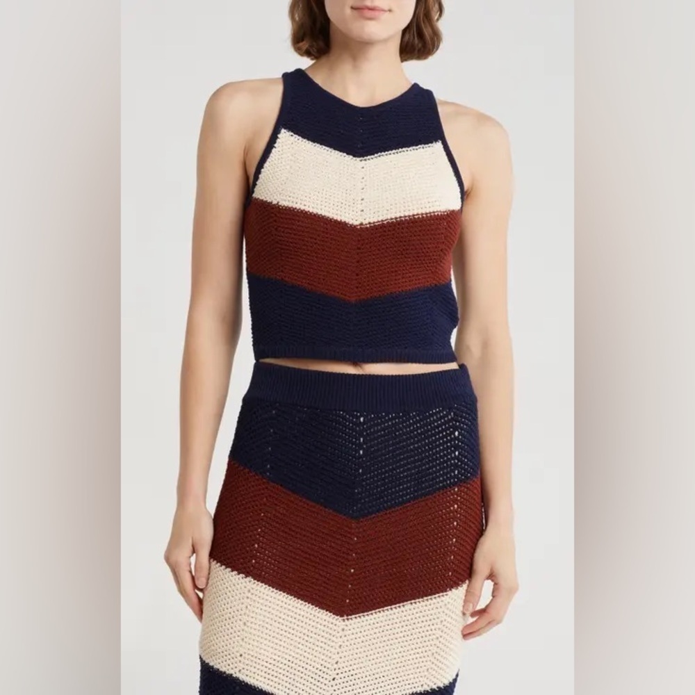 ALC Roward Chevron Knit Crochet Tank Sweater Vest Size XS $295 NWT